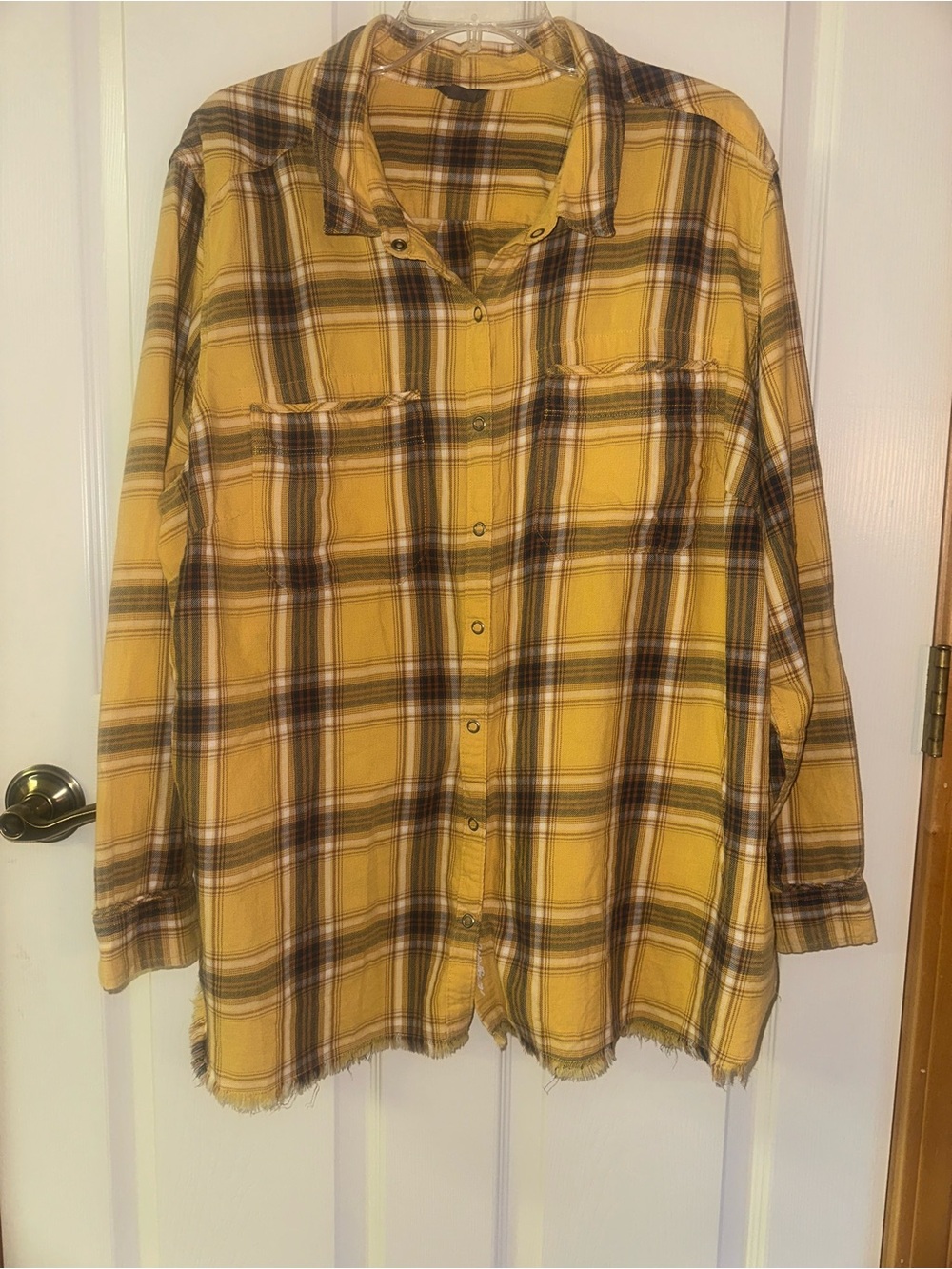 Eddie Bauer Yellow Plaid Button-Down Shirt - 3X EUC